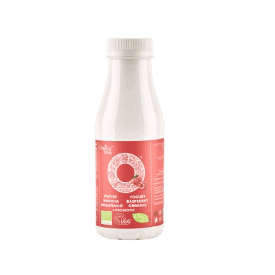 Йогурт органический питьевой с наполнителем "Малина" жирность 2,5% (с пробиотиком)  Organic Milk, 