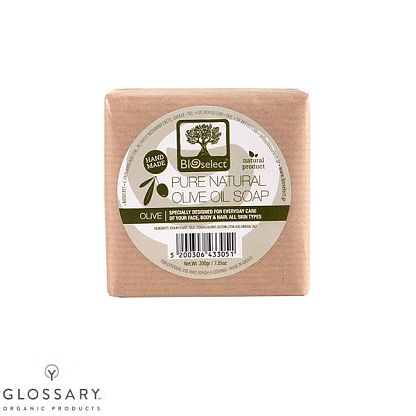 Натуральное мыло для лица и тела с оливковым маслом Bioselect,  магазин Glossary 